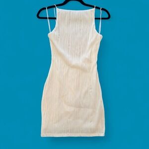 Princess Polly Women's US 0 Ivory Pleated Bodycon Mini Dress Open Back